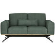 2-SITZER-SOFA  in Struktur Grün  - Schwarz/Grau, Design, Holz/Textil (166/85-104/95cm) - Novel