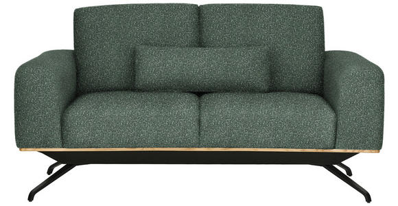 2-SITZER-SOFA  in Struktur Grün  - Schwarz/Grau, Design, Holz/Textil (166/85-104/95cm) - Novel