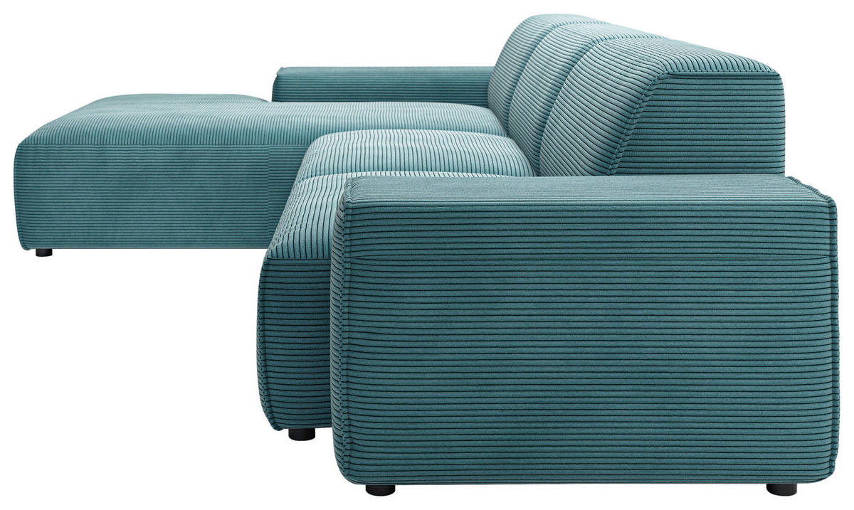ECKSOFA in Cord Petrol  - Petrol/Schwarz, Design, Kunststoff/Textil (189/300cm) - Pure Home Lifestyle