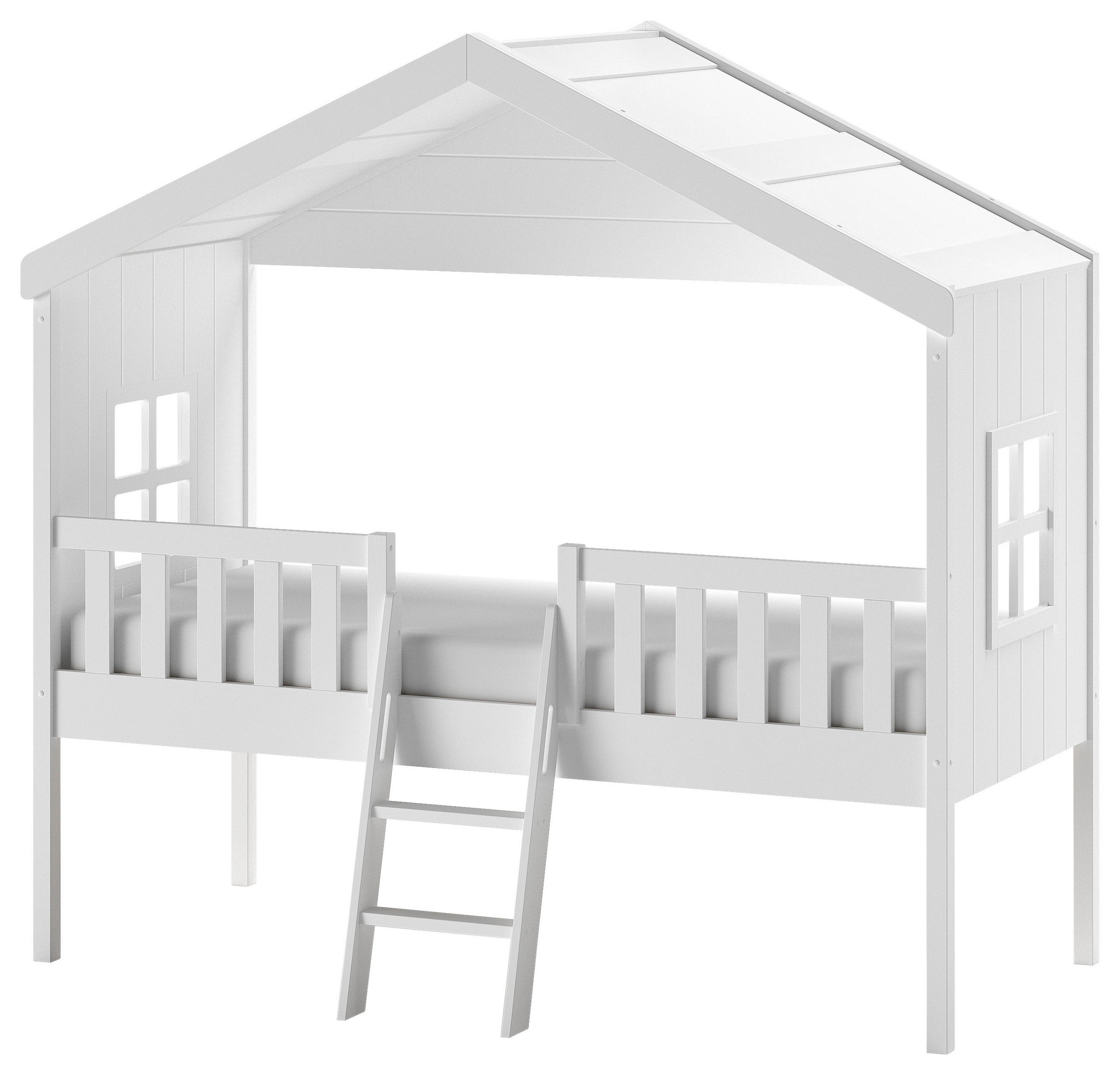 HAUSBETT Absturzsicherung, Leiter, Rollrost 90/200 cm  - Weiß, Natur, Holz (90/200cm) - MID.YOU