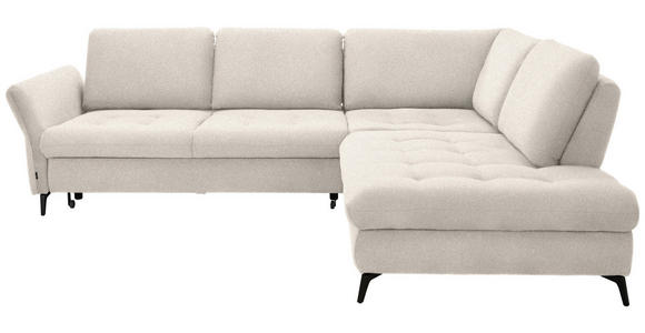 ECKSOFA in Bouclé Creme 288/233 cm - Creme/Schwarz, Natur, Textil/Metall (288/233cm) - Valnatura