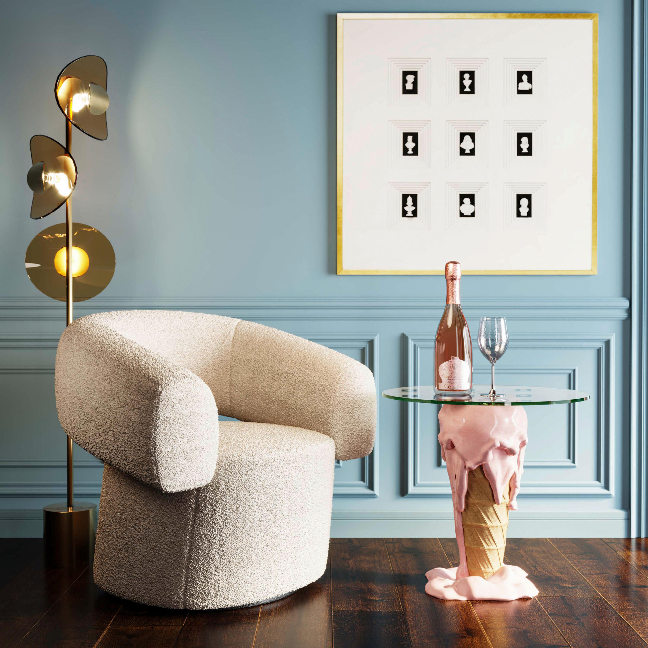 BEISTELLTISCH 48/48/72 cm Braun, Hellrosa, Beige rund  - Hellrosa/Beige, Design, Glas/Kunststoff (48/48/72cm) - Kare-Design