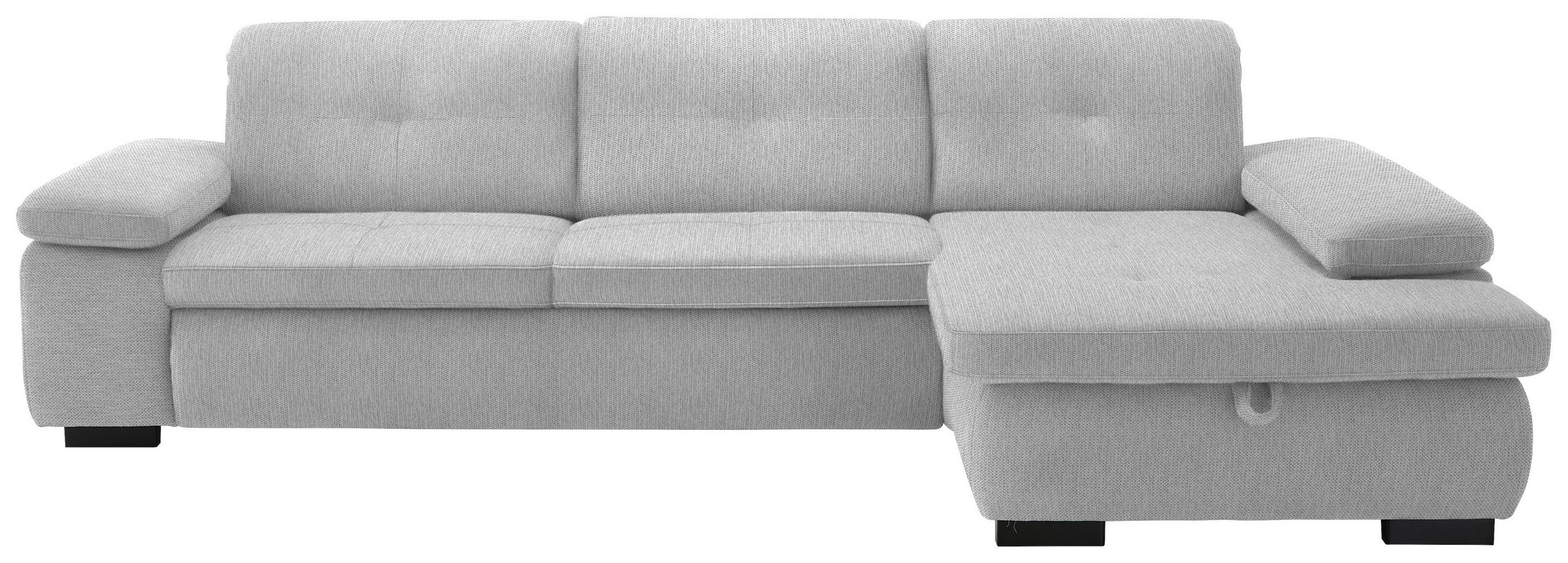 ECKSOFA in Flachgewebe Ecru  - Ecru/Schwarz, Design, Textil/Metall (297/174cm) - Beldomo Style