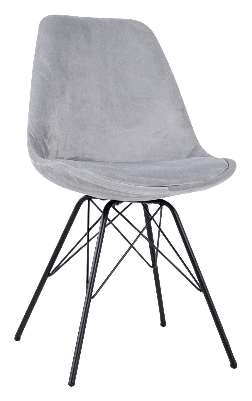 STUHL Samt Hellgrau  - Hellgrau/Schwarz, Design, Kunststoff/Textil (55,5/86/48cm) - Carryhome
