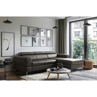 ECKSOFA  in Lederlook Echtleder Dunkelbraun  - Dunkelbraun/Schwarz, Design, Leder/Textil (247/173cm) - Livetastic