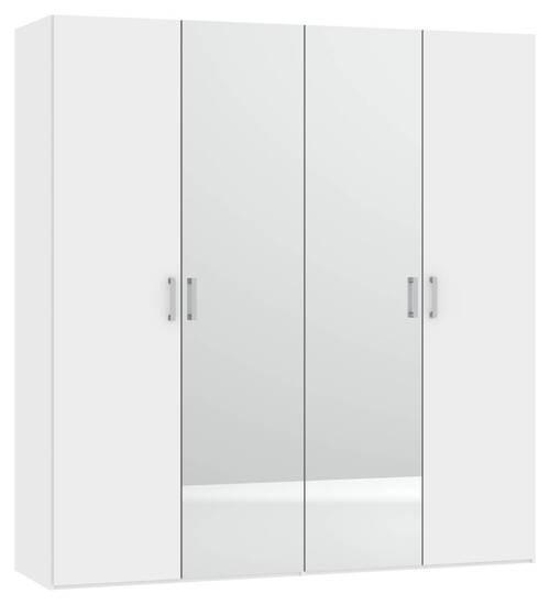 DREHTÜRENSCHRANK 203/236/59 cm 4-türig Weiß  - Chromfarben/Weiß, Design, Glas/Holzwerkstoff (203/236/59cm) - Boxxx