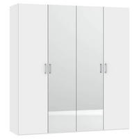 DREHTÜRENSCHRANK 203/236/59 cm 4-türig Weiß  - Chromfarben/Weiß, Design, Glas/Holzwerkstoff (203/236/59cm) - Boxxx