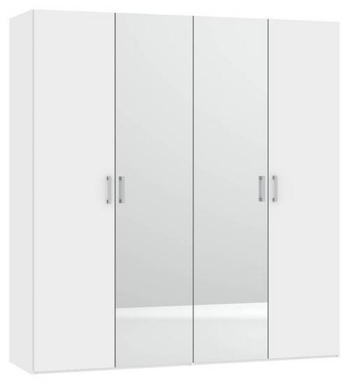 DREHTÜRENSCHRANK 203/236/59 cm 4-türig Weiß  - Chromfarben/Weiß, Design, Glas/Holzwerkstoff (203/236/59cm) - Boxxx