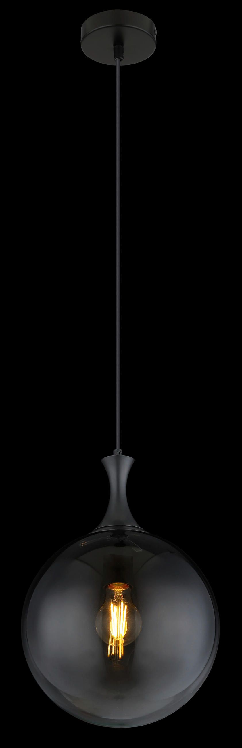 HÄNGELEUCHTE 25/141 cm    - Schwarz, Design, Glas/Kunststoff (25/141cm) - Globo