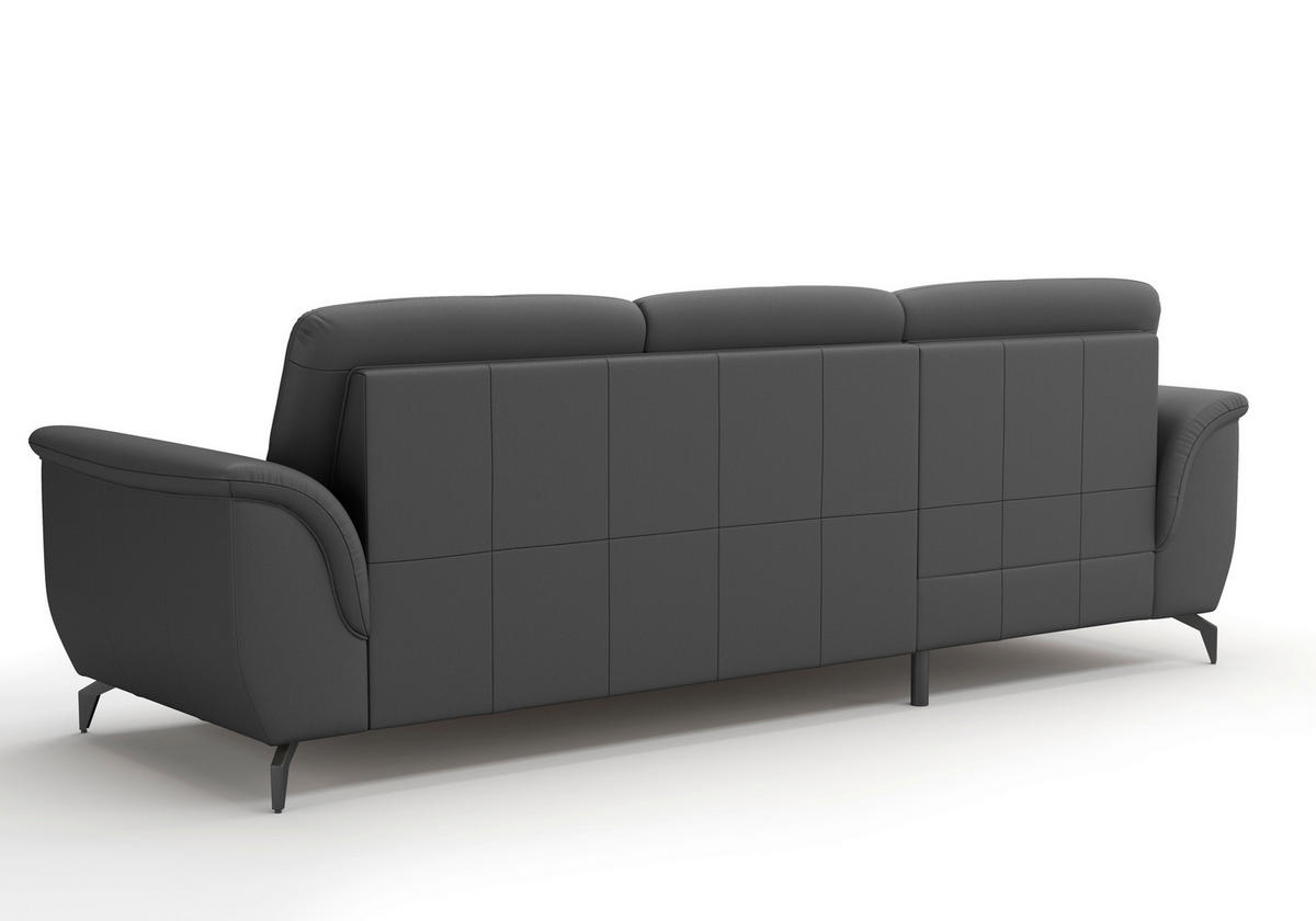 ECKSOFA in Echtleder Schwarz  164/262 cm  - Schwarz, MODERN, Leder/Metall (164/262cm) - Sit & More