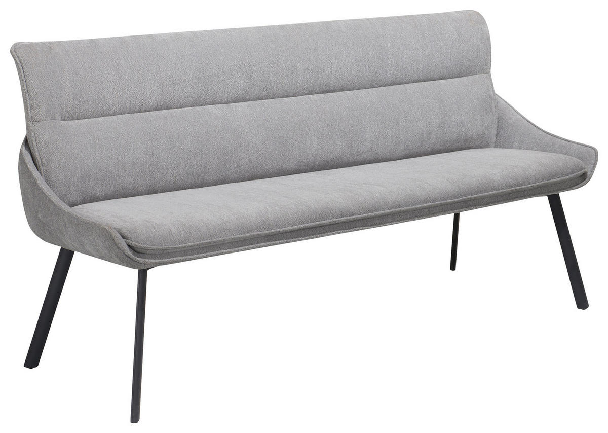 SITZBANK 180/86/64 cm  in Hellgrau  - Hellgrau/Schwarz, Design, Textil/Metall (180/86/64cm) - Novel