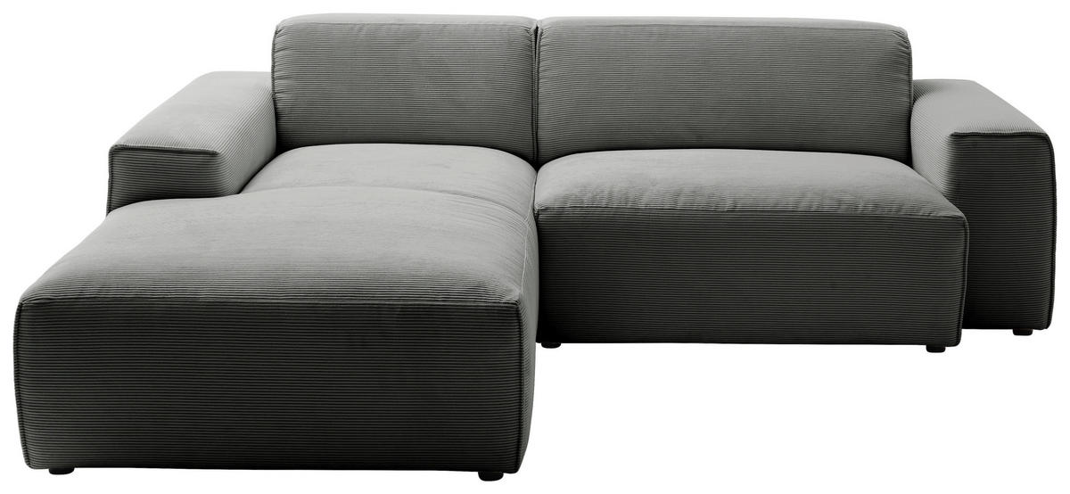 ECKSOFA in Cord Anthrazit  189/230 cm  - Anthrazit/Schwarz, Design, Kunststoff/Textil (189/230cm) - Pure Home Lifestyle