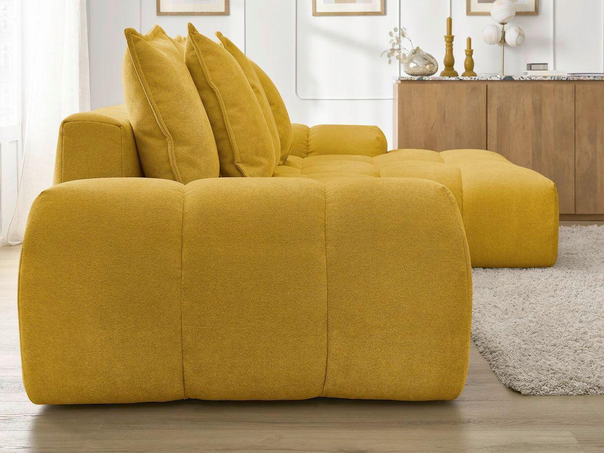 ECKSCHLAFSOFA EVEREST  mit Rücken echt, Armteil links, Armteil rechts Struktur Gelb  - Gelb/Schwarz, MODERN, Kunststoff/Textil (318/180cm) - Livetastic