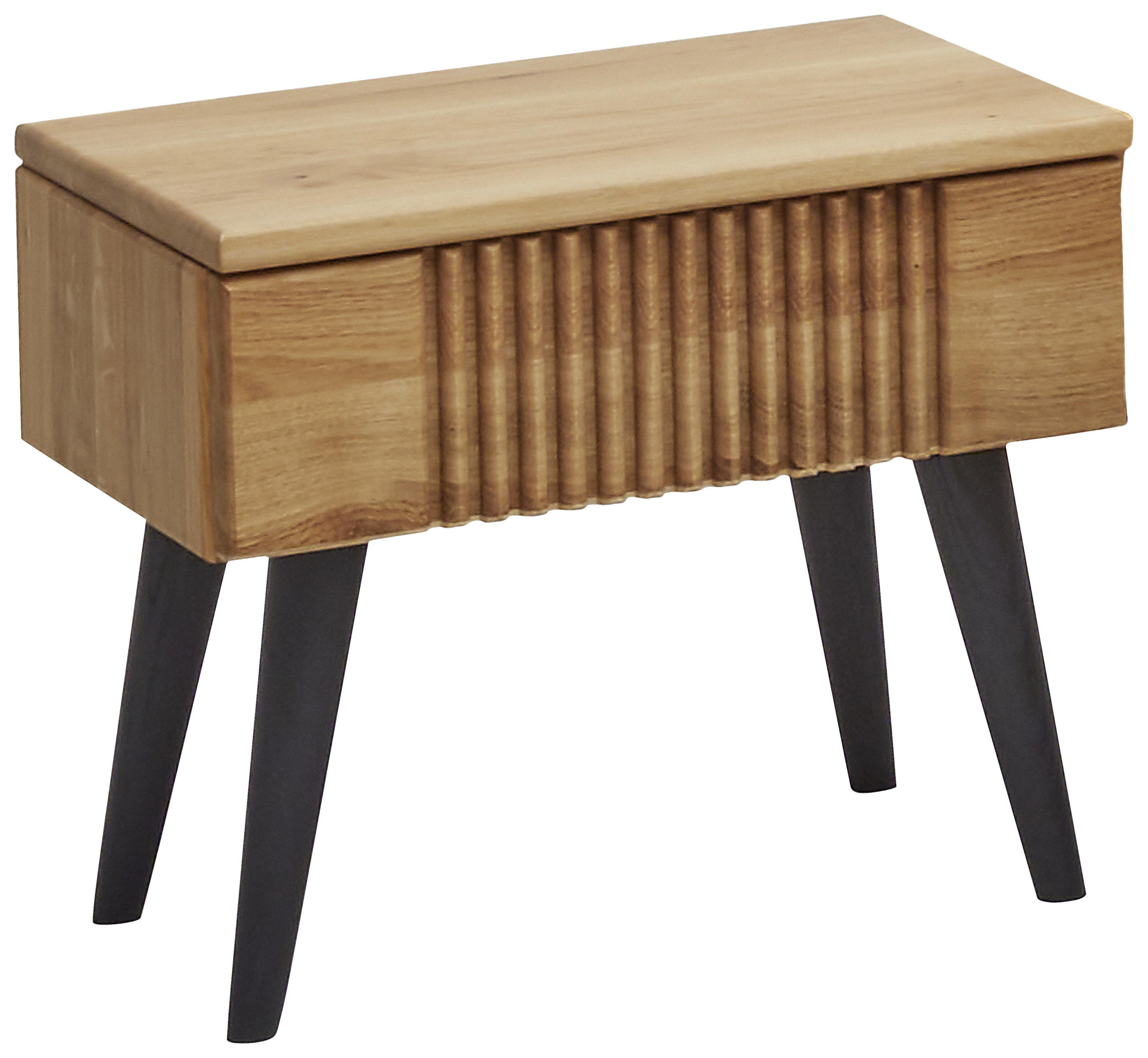 NACHTSCHRANK 45/43,5/33,5 cm Wildeiche massiv  - Wildeiche/Schwarz, Natur, Holz (45/43,5/33,5cm) - Linea Natura