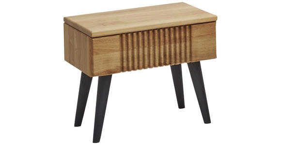 NACHTSCHRANK 45/43,5/33,5 cm Wildeiche massiv  - Wildeiche/Schwarz, Natur, Holz (45/43,5/33,5cm) - Linea Natura