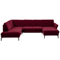 WOHNLANDSCHAFT in Velours Rot, Beere  - Beere/Rot, Design, Textil/Metall (220/335/179cm) - Beldomo System