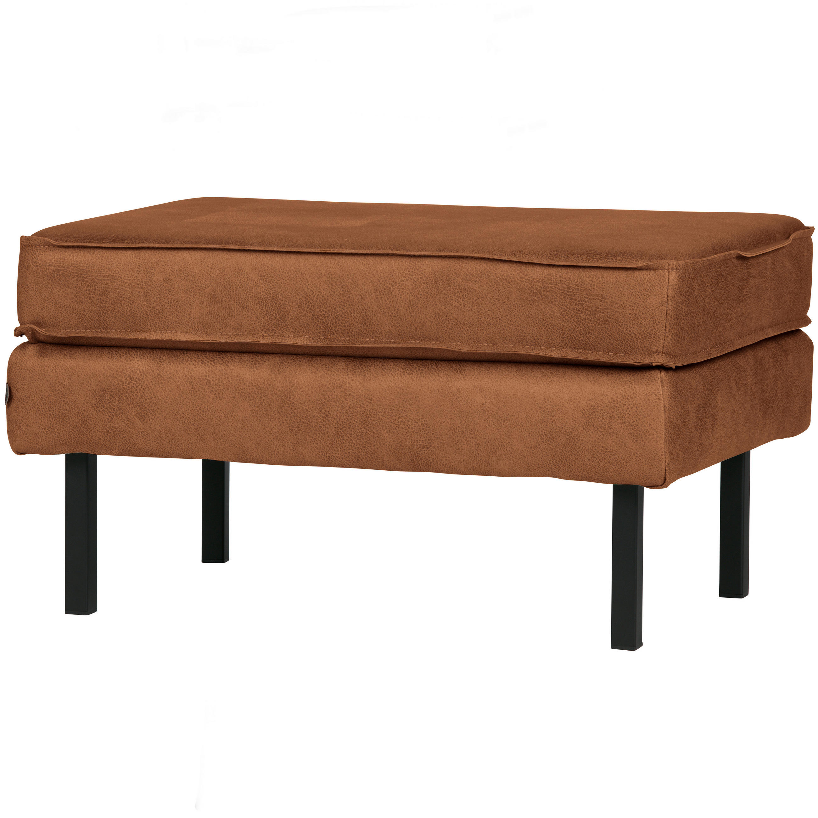 HOCKER in Textil, Leder Cognac  - Cognac/Schwarz, Design, Leder/Textil (84/45/54cm) - Livetastic