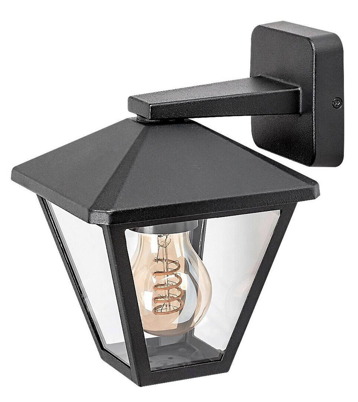 SPOLJNA ZIDNA SVETILJKA Paravento  - prozirna/crna, Konvencionalno, staklo/metal (16/22cm)