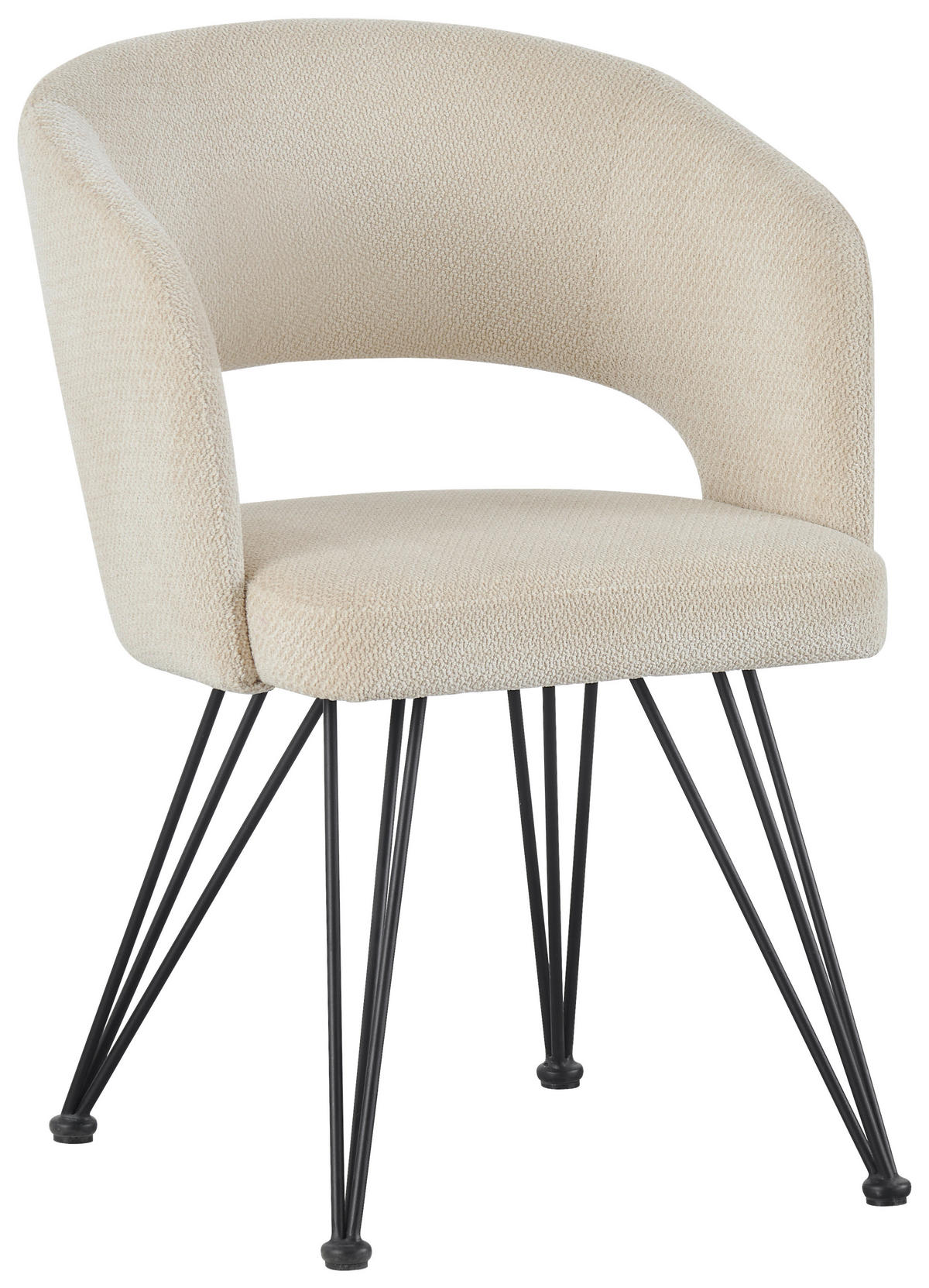 ARMLEHNSTUHL Eisen Webstoff  - Beige/Schwarz, Design, Textil/Metall (58/81/60cm) - Stylife