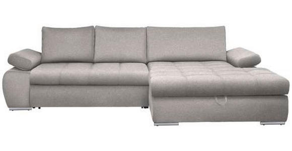 ECKSOFA in Flachgewebe Hellgrau  - Chromfarben/Hellgrau, Design, Kunststoff/Textil (294/173cm) - Carryhome