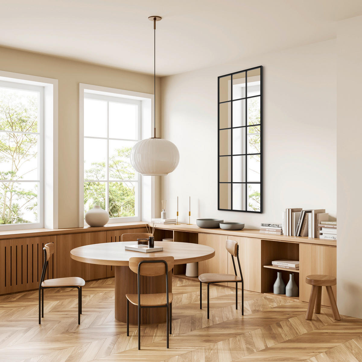 DEKOSPIEGEL  60/150 cm   in rechteckig  - Schwarz, Basics, Glas/Holz (60/150cm)