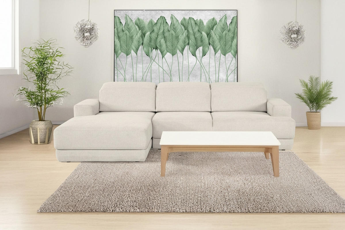 ECKSOFA  in Webstoff Beige  204/293 cm  - Beige/Schwarz, Design, Kunststoff/Textil (204/293cm) - MID.YOU