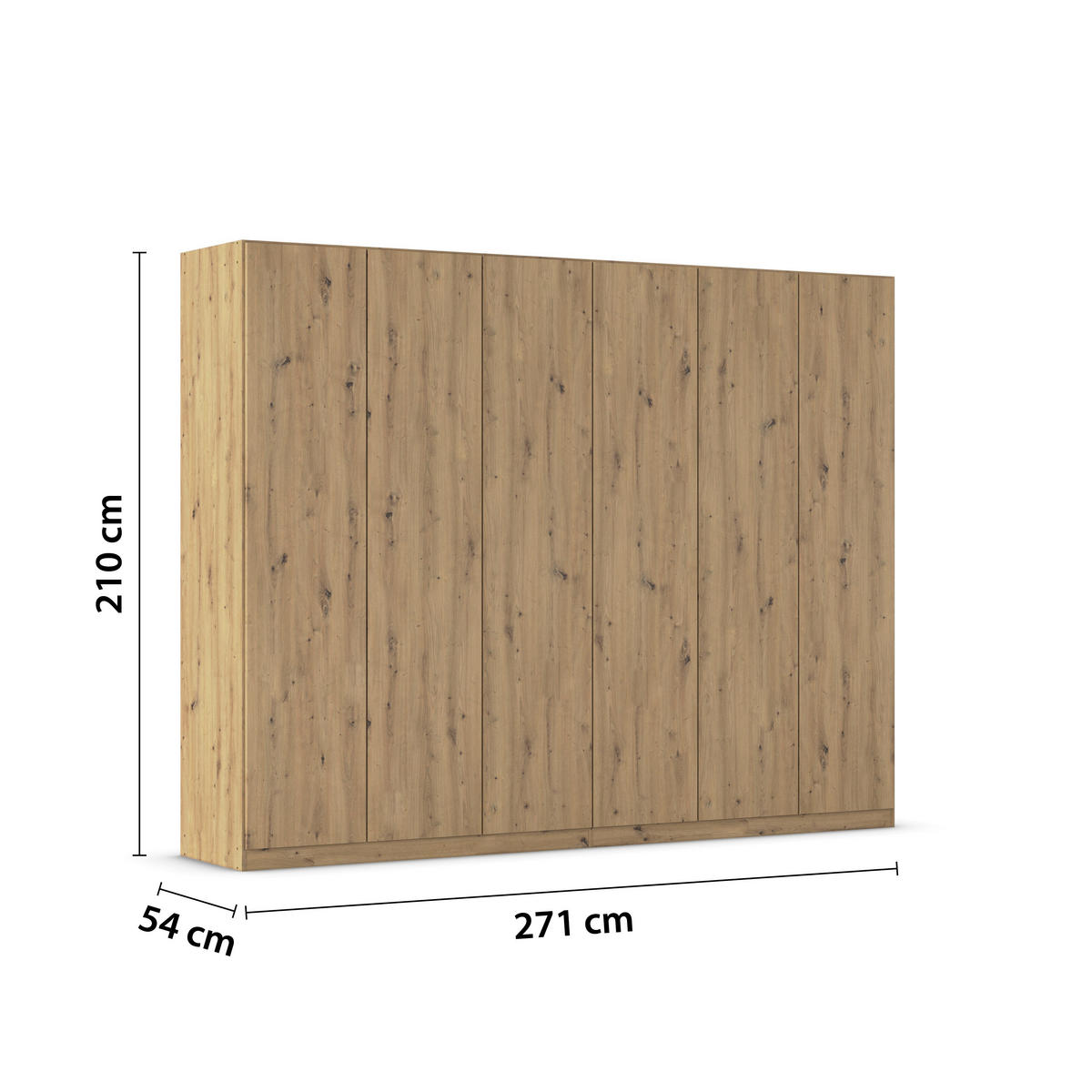 FALTTÜRENSCHRANK 271/210/54 cm 6-türig Eiche Artisan  - Eiche Artisan, Holzwerkstoff (271/210/54cm) - Rauch Möbel