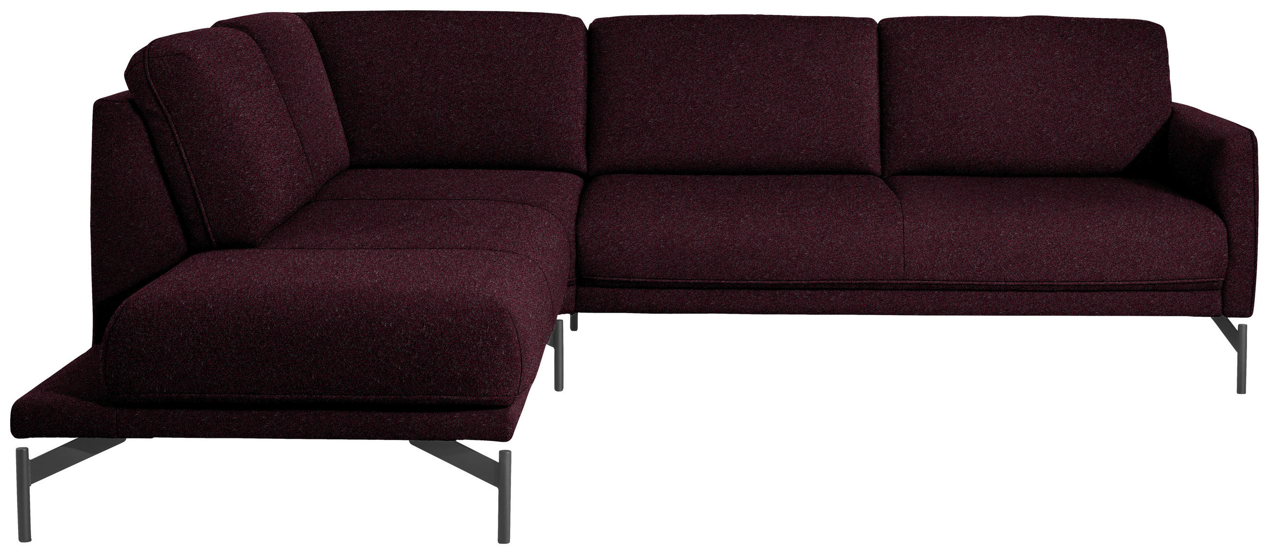 ECKSOFA  in Flachgewebe, Struktur Dunkelrot  230/254 cm  - Anthrazit/Dunkelrot, Design, Textil/Metall (230/254cm) - Johann Jakob