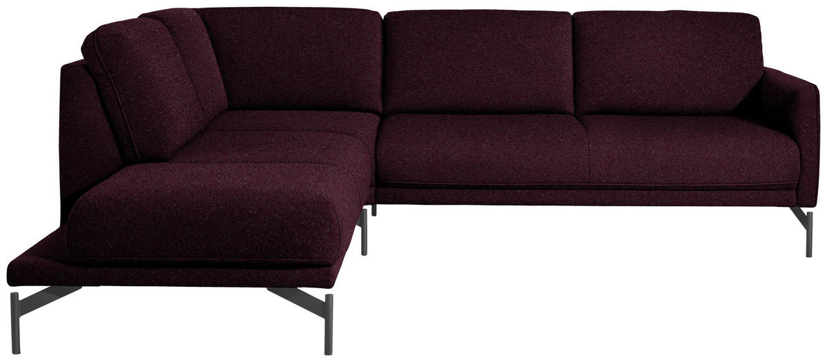 ECKSOFA  in Flachgewebe, Struktur Dunkelrot  230/254 cm  - Anthrazit/Dunkelrot, Design, Textil/Metall (230/254cm) - Johann Jakob