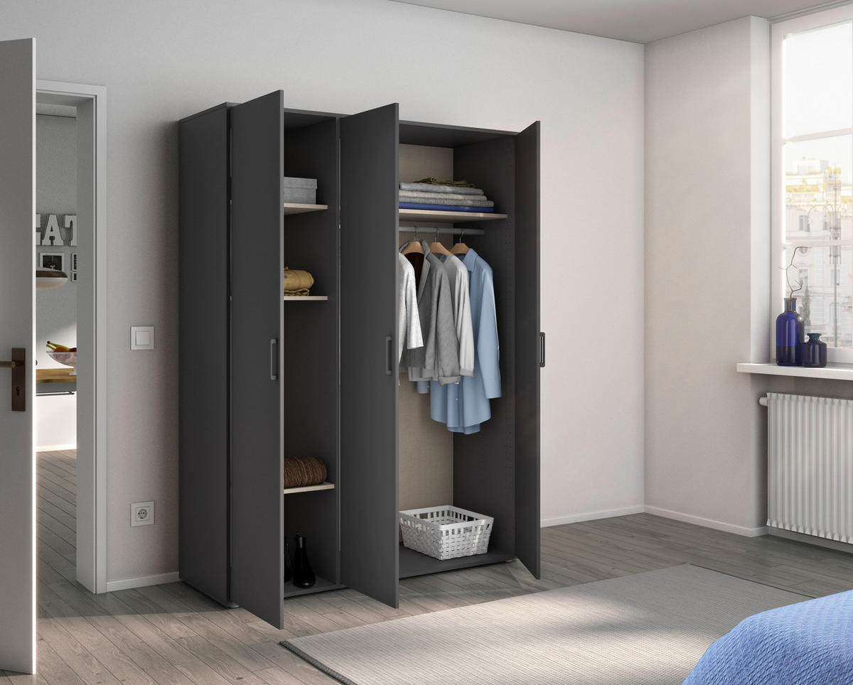 DREHTÜRENSCHRANK in Grau  - Grau, Modern, Holzwerkstoff/Kunststoff (140/194/53cm) - Rauch Möbel