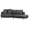 ECKSOFA  in Chenille Dunkelgrau  140/275 cm  - Dunkelgrau/Schwarz, KONVENTIONELL, Textil/Metall (140/275cm) - Carryhome