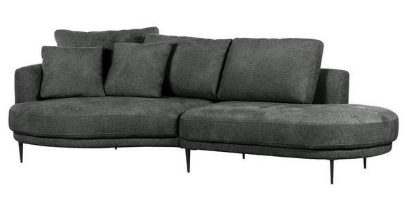 ECKSOFA  in Chenille Dunkelgrau  140/275 cm  - Dunkelgrau/Schwarz, KONVENTIONELL, Textil/Metall (140/275cm) - Carryhome