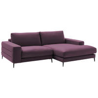 ECKSOFA  in Velours Violett  253/177 cm  - Violett/Schwarz, Design, Textil/Metall (253/177cm) - Dieter Knoll