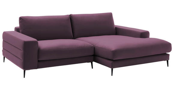 ECKSOFA  in Velours Violett  253/177 cm  - Violett/Schwarz, Design, Textil/Metall (253/177cm) - Dieter Knoll