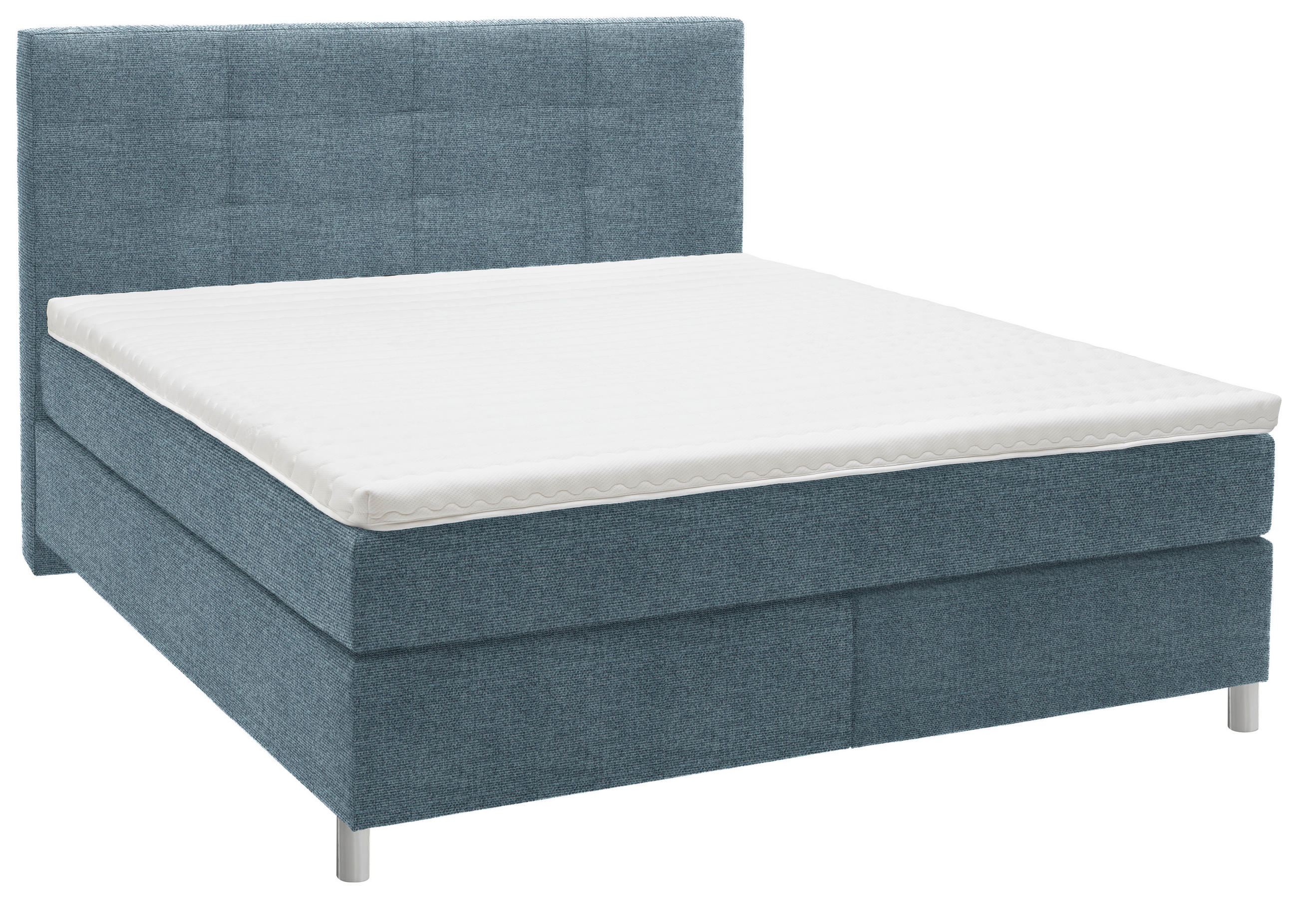 BOXSPRINGBETT 160/200 cm  in Blau  - Chromfarben/Blau, KONVENTIONELL, Kunststoff/Textil (160/200cm) - Voleo