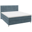 BOXSPRINGBETT 180/200 cm  in Blau  - Chromfarben/Blau, KONVENTIONELL, Kunststoff/Textil (180/200cm) - Voleo