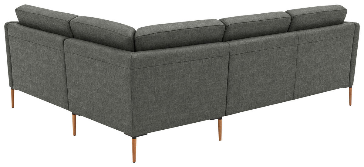 ECKSOFA  in Flachgewebe Grau  238/186 cm  - Eichefarben/Grau, Design, Holz/Textil (238/186cm) - Valnatura