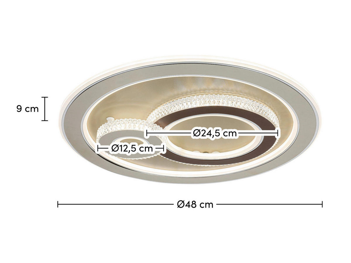 LED MENNYEZETI LÁMPA - krómszínű/barna, Trend, műanyag/fém (48/9cm) - Novel