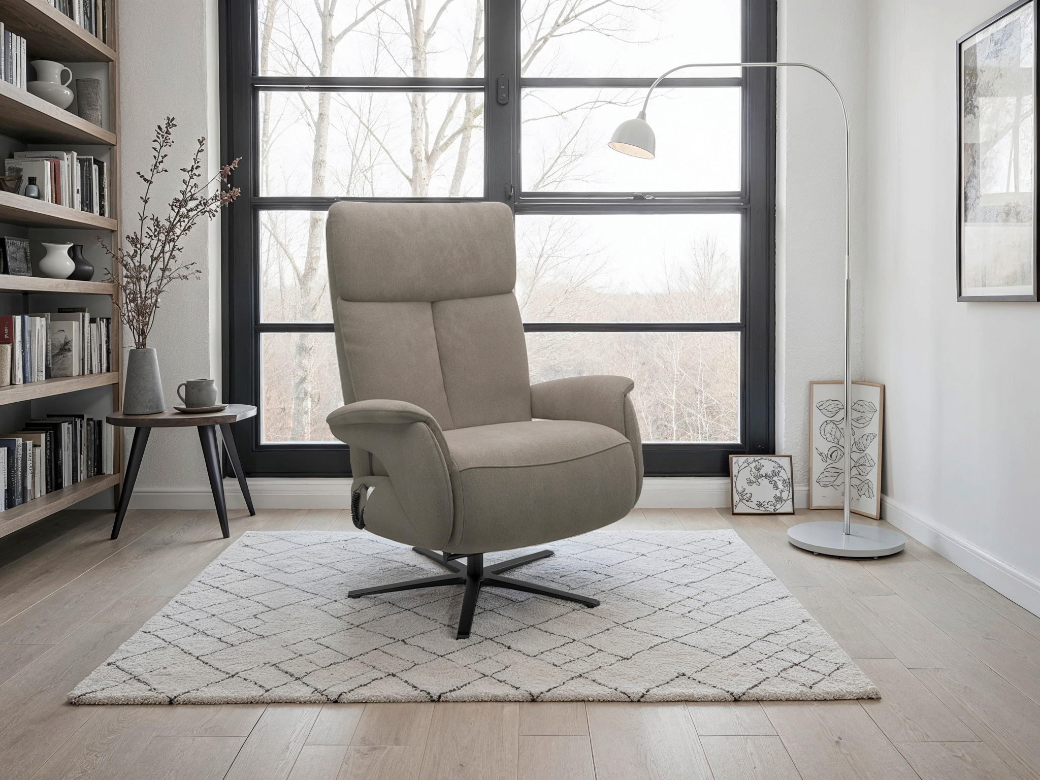 RELAXSESSEL in Textil Schlammfarben  - Schlammfarben/Schwarz, Basics, Textil/Metall (86/111/86cm) - Sit & More