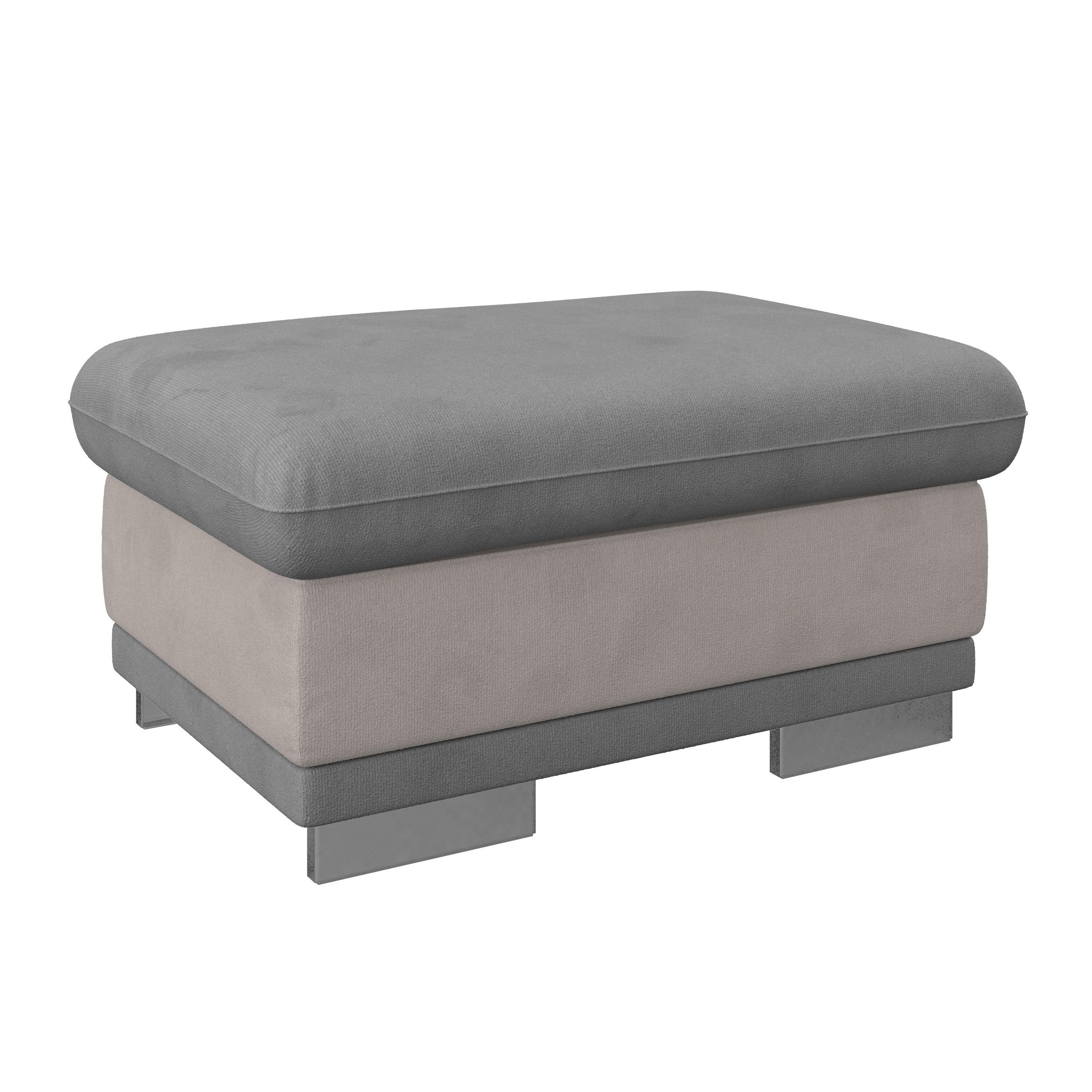 HOCKER in Textil Grau, Dunkelgrau  - Chromfarben/Dunkelgrau, Konventionell, Textil/Metall (97/47/67cm) - MID.YOU