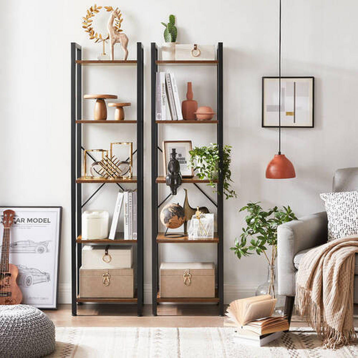 REGAL - Schwarz/Braun, Trend, Holzwerkstoff (39,6/154/30cm) - Boxxx