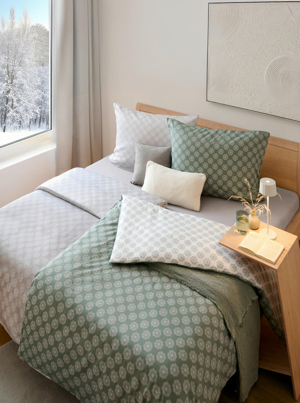 WENDEBETTWÄSCHE Wycom Satin 140/200 cm  - Hellgrau, KONVENTIONELL, Textil (140/200cm) - Esposa