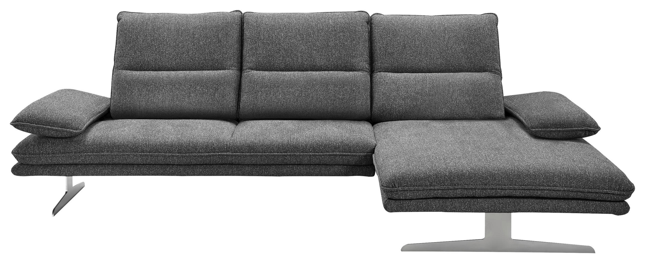 ECKSOFA Anthrazit Webstoff - Chromfarben/Anthrazit, Design, Textil (291/164cm) - Chilliano