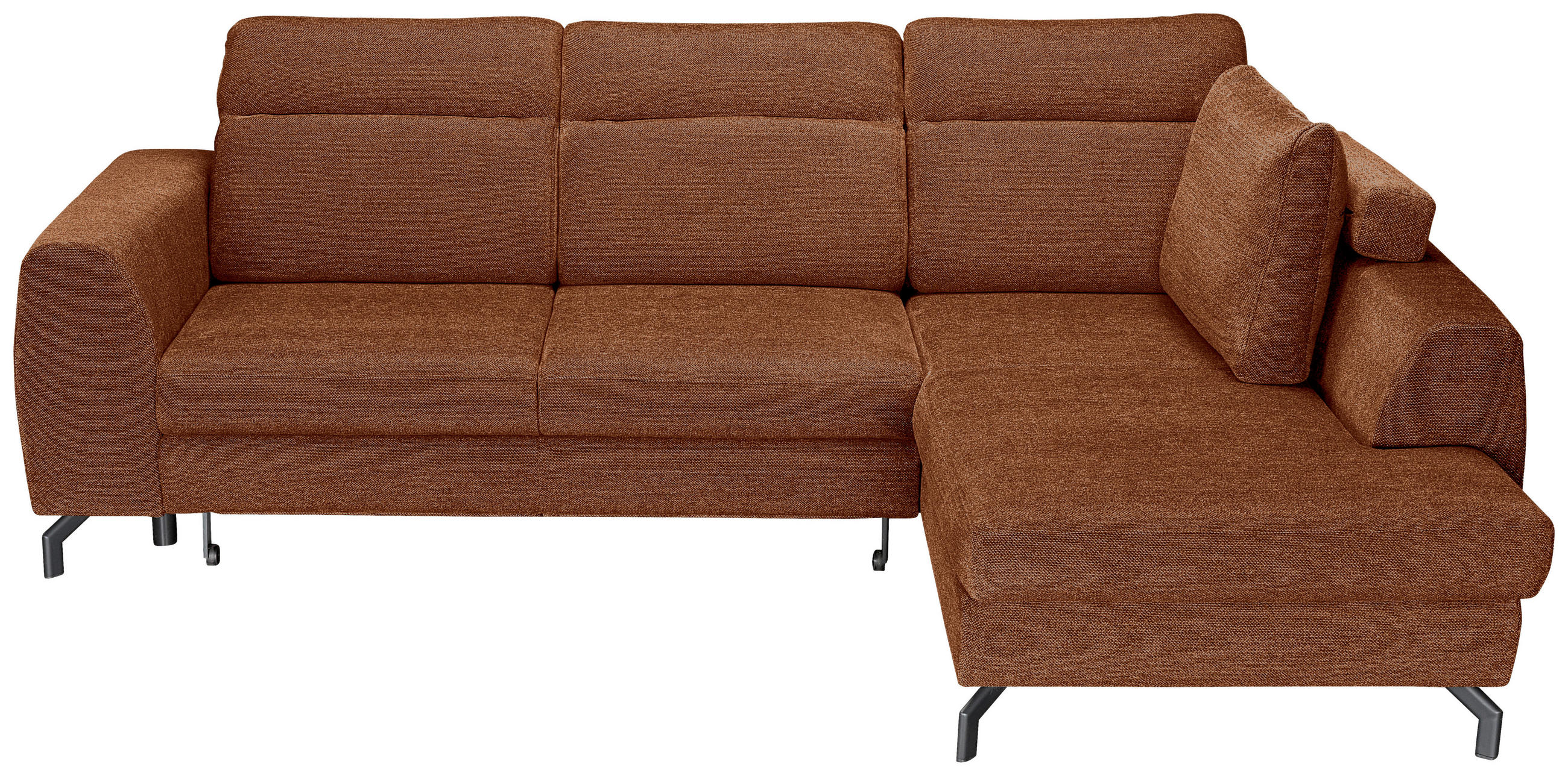 ECKSOFA Cognac Chenille  - Cognac/Schwarz, KONVENTIONELL, Textil/Metall (240/185cm) - Carryhome