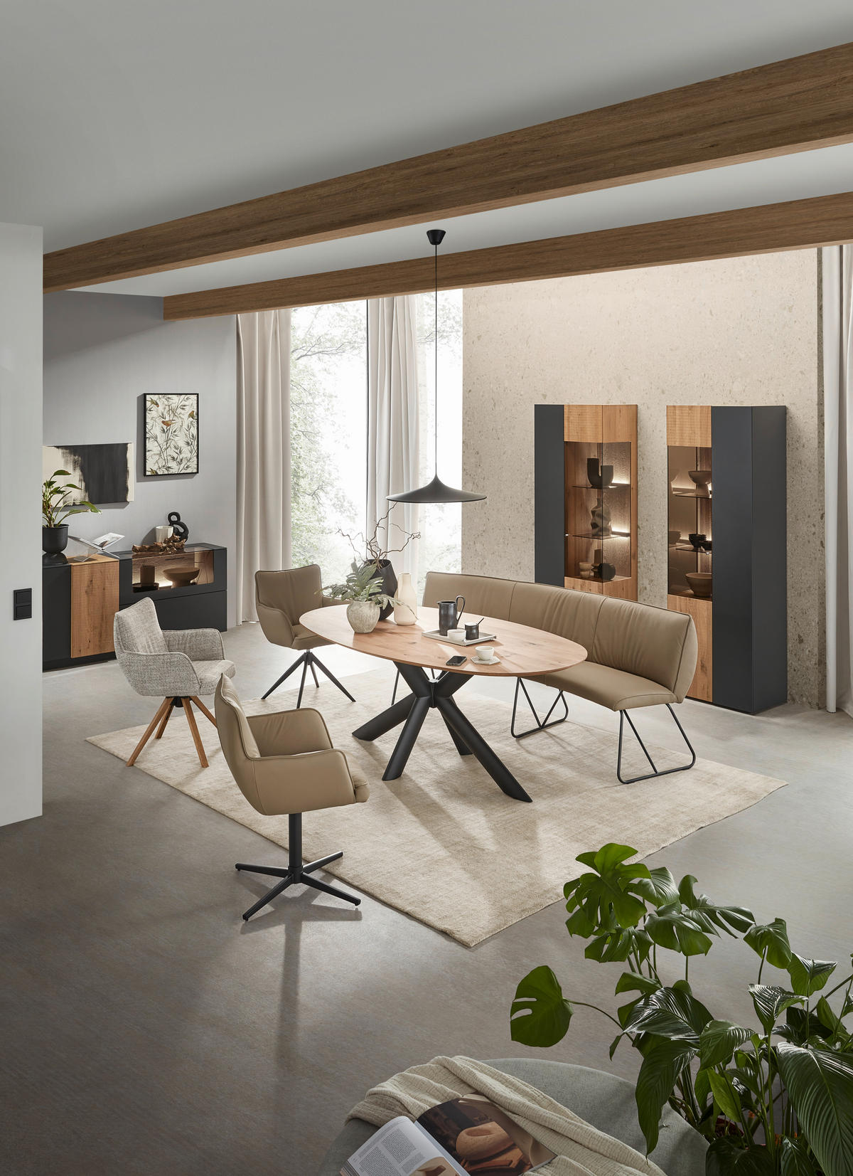 ESSTISCH in Holz, Metall 200/110/75 cm  - Eichefarben/Anthrazit, Design, Holz/Metall (200/110/75cm) - Valnatura