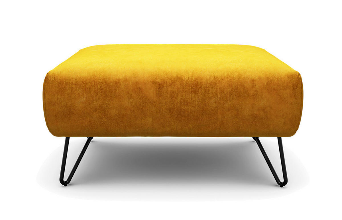HOCKER Samt Gelb  - Gelb/Schwarz, Design, Textil/Metall (90/70/46cm) - SENSOO