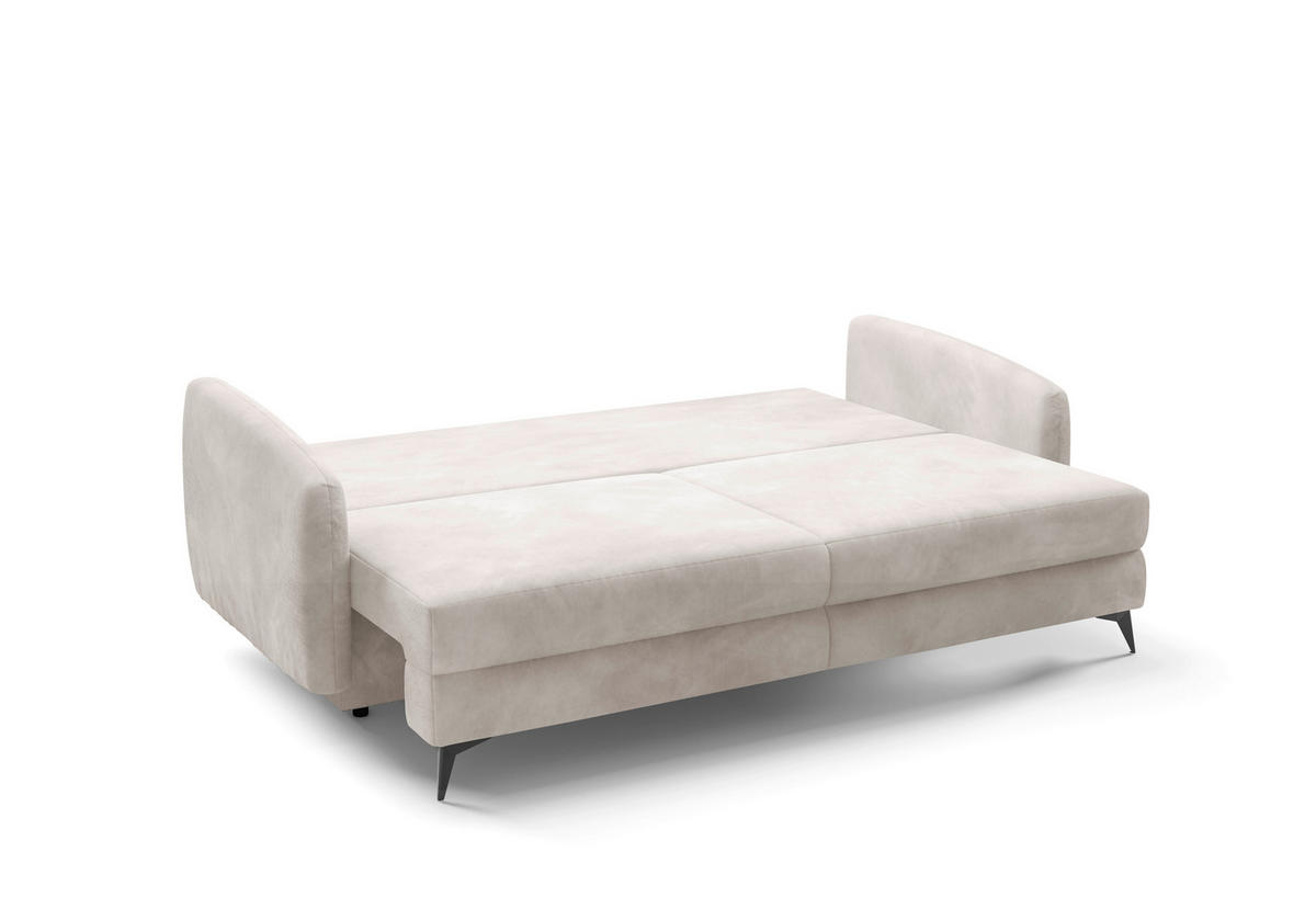 SCHLAFSOFA INGRID  mit Plüsch Creme  - Creme/Schwarz, Design, Textil/Metall (230/100/103cm) - Livetastic