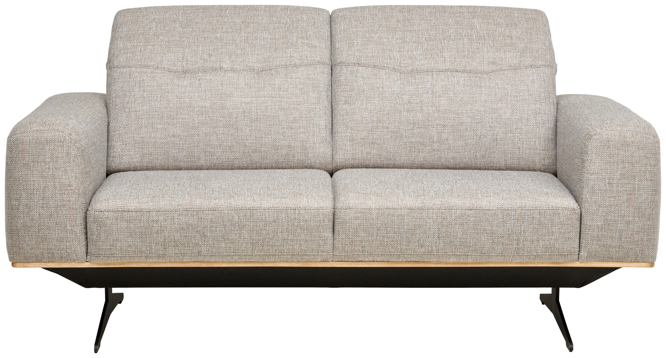 2-SITZER-SOFA Struktur Beige  - Eichefarben/Beige, Design, Holz/Textil (174/76-97/102cm) - Novel