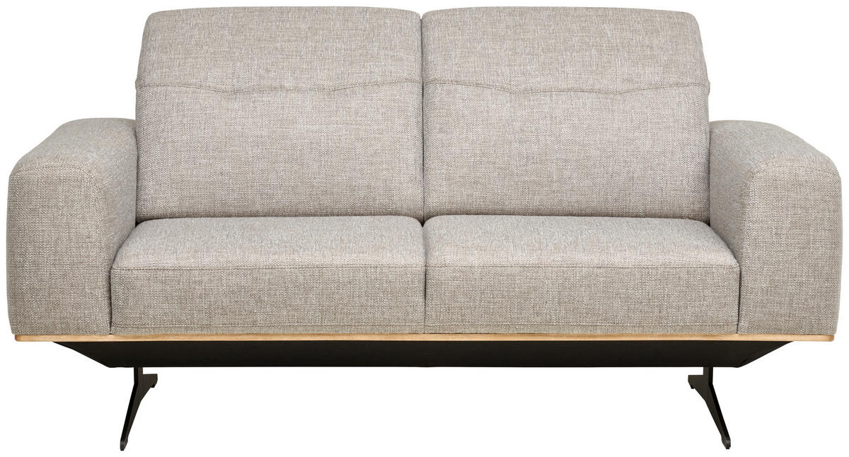2-SITZER-SOFA Struktur Beige  - Eichefarben/Beige, Design, Holz/Textil (174/76-97/102cm) - Novel