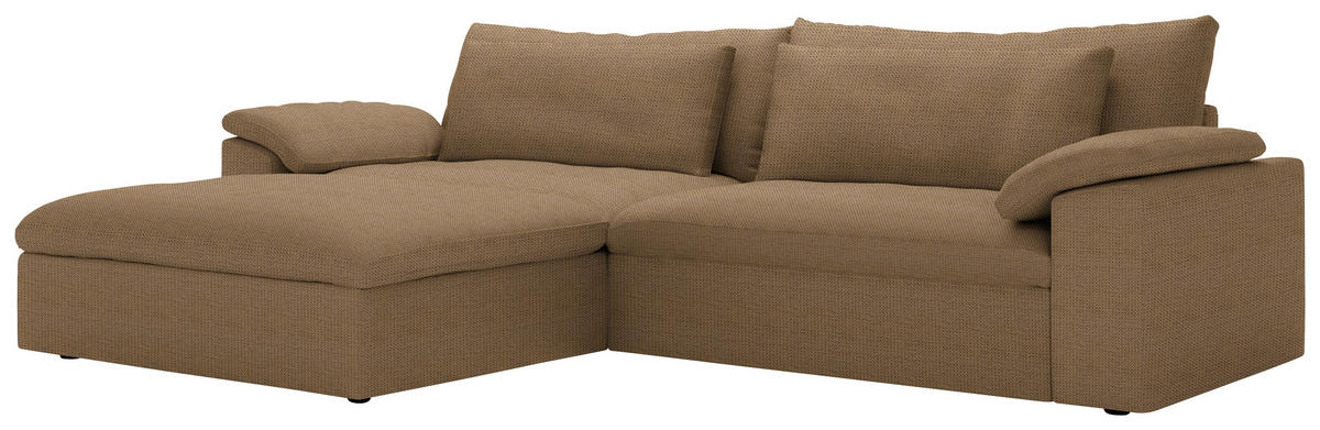 ECKSOFA  Chenille Rostfarben  - Rostfarben/Schwarz, Modern, Kunststoff/Textil (198/306cm) - Carryhome